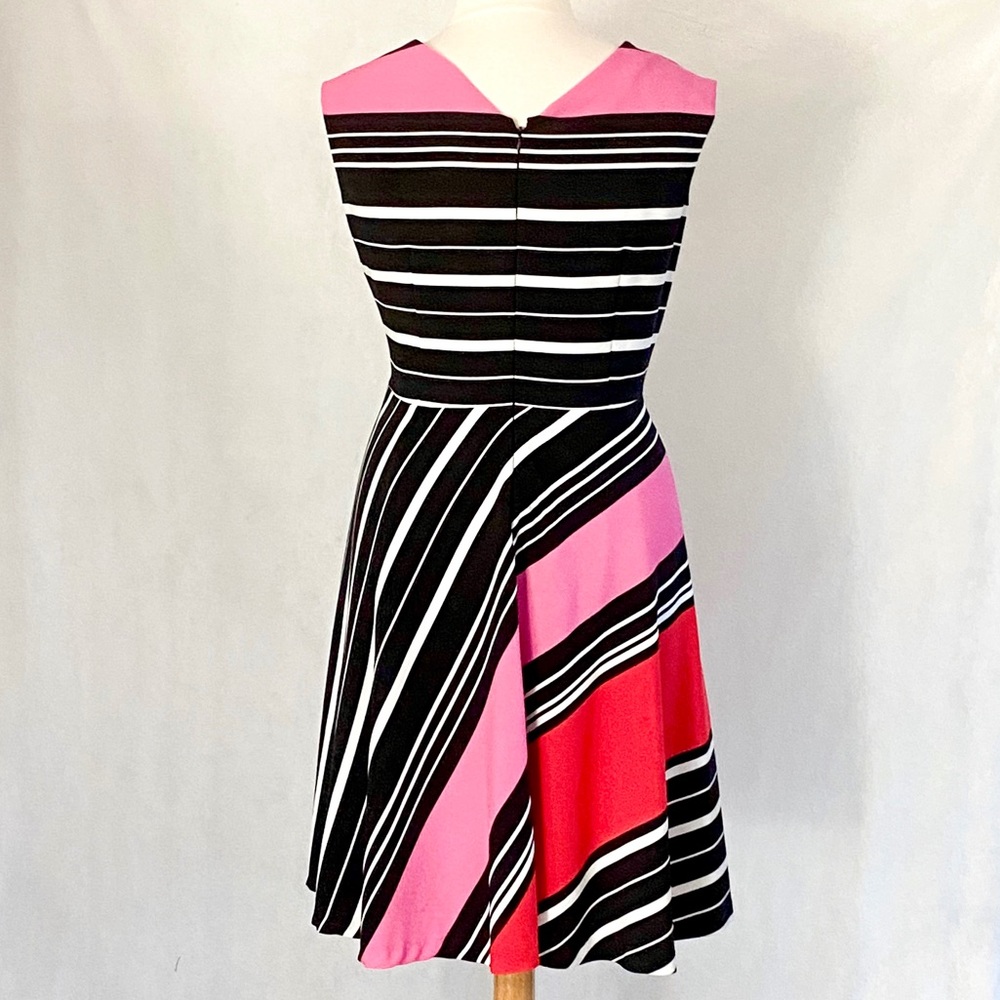 Tahari Sleeveless Striped Fit & Flare Dress - Picture 7 of 11